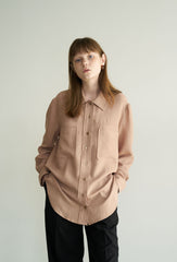 Button-Up Linen Shirt with Patch Pockets and Long Sleeves for Relaxed Tailored Styling