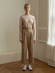 High-Rise Pleated Wide-Leg Linen Pants with Tapered Ankle Fit for Effortless Elegance