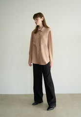 Button-Up Linen Shirt with Patch Pockets and Long Sleeves for Relaxed Tailored Styling