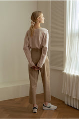 High-Rise Pleated Wide-Leg Linen Pants with Tapered Ankle Fit for Effortless Elegance