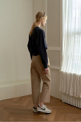 High-Rise Pleated Wide-Leg Linen Pants with Tapered Ankle Fit for Effortless Elegance