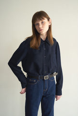 High-Rise Straight Leg Denim Pants in Pure Cotton for Women with Raw Edge Hem Detail