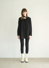 Long Sleeve Linen Blouse with Tie Neck and Relaxed Fit for Effortless Styling