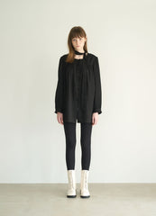 Long Sleeve Linen Blouse with Tie Neck and Relaxed Fit for Effortless Styling