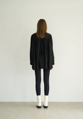 Long Sleeve Linen Blouse with Tie Neck and Relaxed Fit for Effortless Styling