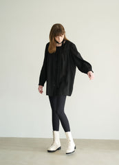 Long Sleeve Linen Blouse with Tie Neck and Relaxed Fit for Effortless Styling