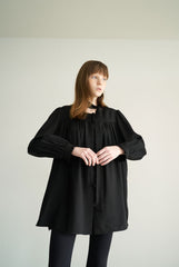 Long Sleeve Linen Blouse with Tie Neck and Relaxed Fit for Effortless Styling