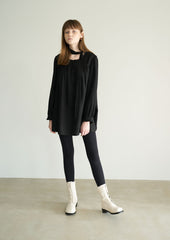 Long Sleeve Linen Blouse with Tie Neck and Relaxed Fit for Effortless Styling