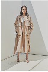 Linen Longline Coat with Relaxed Belted Silhouette