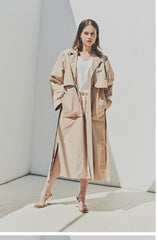 Linen Longline Coat with Relaxed Belted Silhouette