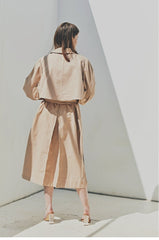 Linen Longline Coat with Relaxed Belted Silhouette