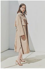 Linen Longline Coat with Relaxed Belted Silhouette
