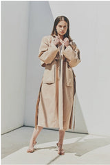 Linen Longline Coat with Relaxed Belted Silhouette