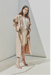 Linen Longline Coat with Relaxed Belted Silhouette