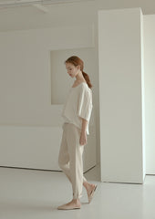 Relaxed Fit Linen Blouse with Back Tie Detail and Soft Drape Silhouette