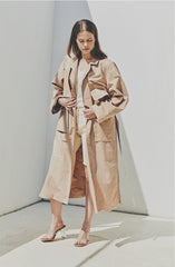 Linen Longline Coat with Relaxed Belted Silhouette