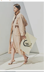 Linen Longline Coat with Relaxed Belted Silhouette