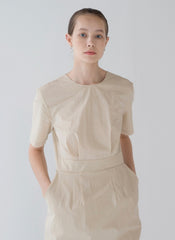 Elegant Backless Linen Midi Dress with Button-Down Detail and Short Sleeves