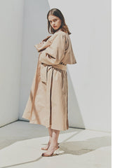 Linen Longline Coat with Relaxed Belted Silhouette