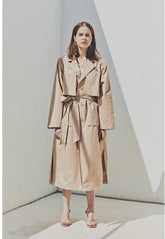 Linen Longline Coat with Relaxed Belted Silhouette