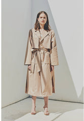 Linen Longline Coat with Relaxed Belted Silhouette