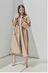 Linen Longline Coat with Relaxed Belted Silhouette