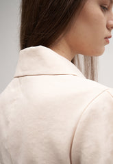 Tailored Linen Midi Dress with Button Front, Puff Sleeves, and Notched Lapel Collar