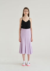 High-Waisted Flared Linen Skirt with Panel Detailing and Flowing Hemline