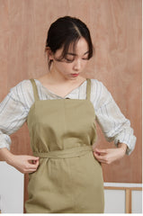 Sleeveless Midi Linen Dress with Back Slit and Seam Detailing