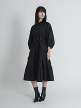 Button-Down Linen Midi Dress with Tiered Skirt and Belted Waist for Effortless Style