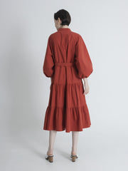 Sleeveless Linen Midi Dress With Straight Neckline And Waist Tie