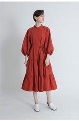 Sleeveless Linen Midi Dress With Straight Neckline And Waist Tie