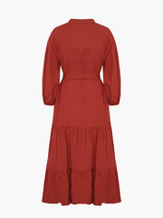 Sleeveless Linen Midi Dress With Straight Neckline And Waist Tie