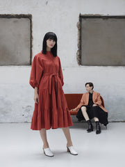 Sleeveless Linen Midi Dress With Straight Neckline And Waist Tie