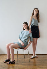 High-Waisted Tailored Linen Shorts with Button Detailing and Comfortable Fit