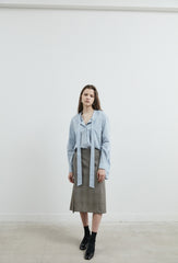 Relaxed Fit Linen Blouse with Tie Neck and Button-Down Front for Effortless Elegance