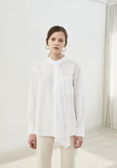 Button-Up Relaxed Fit Linen Shirt with Long Sleeves and Tie Neck Detail for Women