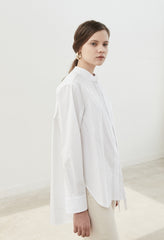 Button-Up Relaxed Fit Linen Shirt with Long Sleeves and Tie Neck Detail for Women