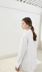 Button-Up Relaxed Fit Linen Shirt with Long Sleeves and Tie Neck Detail for Women