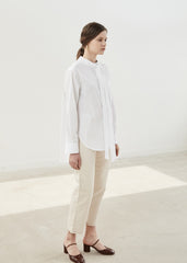 Button-Up Relaxed Fit Linen Shirt with Long Sleeves and Tie Neck Detail for Women