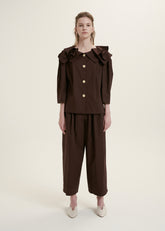 High-Waisted Wide-Leg Linen Pants With Tailored Pleats And Cropped Silhouette For Summer Styling