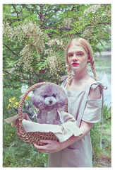 Pleated Cold-Shoulder Linen Dress with Bow Strap and Midi Hemline