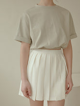 Cropped Linen Blouse with Elastic Waist and Rolled Short Sleeves for Everyday Comfort