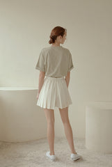 Cropped Linen Blouse with Elastic Waist and Rolled Short Sleeves for Everyday Comfort