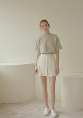 Cropped Linen Blouse with Elastic Waist and Rolled Short Sleeves for Everyday Comfort