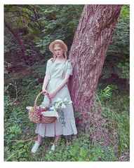 Pleated Cold-Shoulder Linen Dress with Bow Strap and Midi Hemline