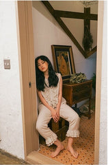 Carla Linen Cotton Ruffle Sleeveless Top