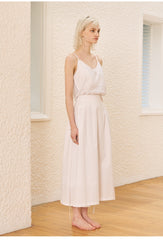 Sleeveless Linen Camisole Top With Soft V-Neck And Textured Finish