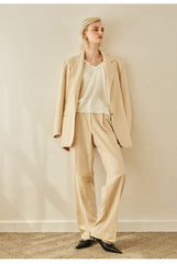 Tailored Linen Blazer With Structured Shoulders And Single-Breasted Front Closure