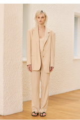 Tailored Linen Blazer With Structured Shoulders And Single-Breasted Front Closure